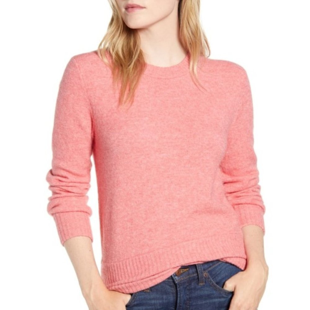 J. Crew Crewneck Supersoft Yarn L/S Sweater, Heather Bright Dahlia
